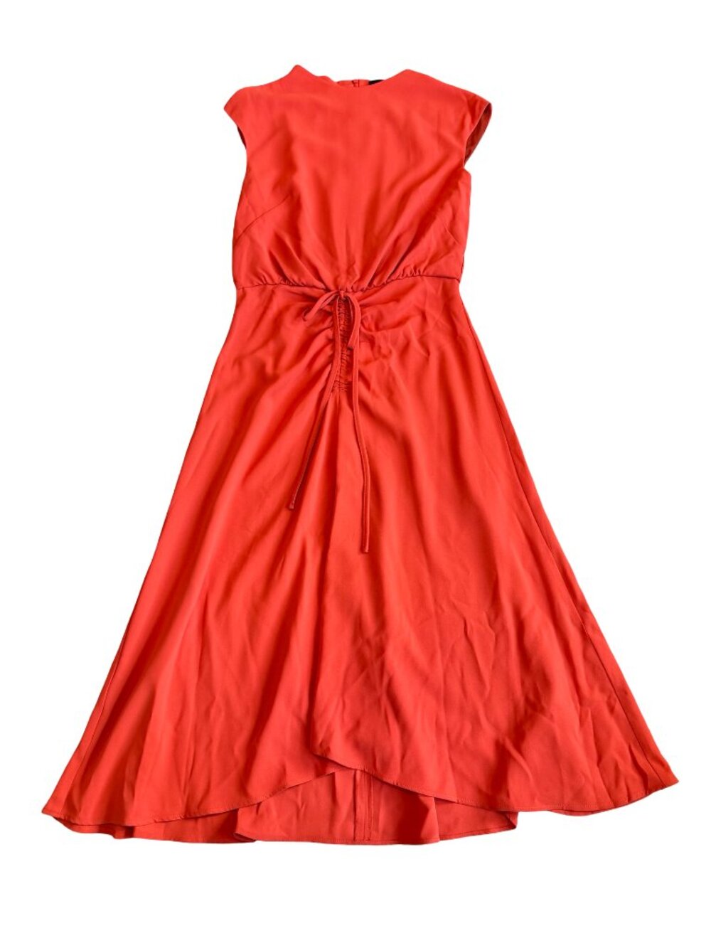 Cue Australia Bold Orange Dress Flowy Bold High Neck Sleeveless Size 8 Women's